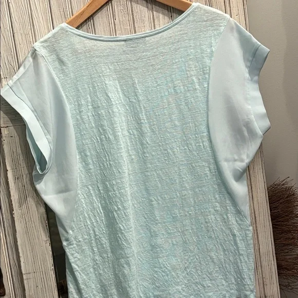 The Limited Linen Sheer Short Sleeve Top Light Green Size L EUC - Picture 6 of 9